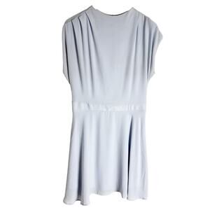 Express Baby Blue Pleated Cap Sleeve A-Line Round Neck Mini Dress Size Medium